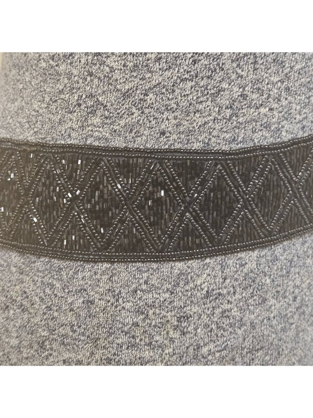 Talbots Waist Belt Womens Size L Black Fabric Beaded Hook And Loop Closure - Picture 3 of 8